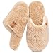 EverFoams Women's Fuzzy Slip-on Slippers Warm Cozy Soft Lightweight Memory Foam Indoor House Shoes Sand, 7-8 US