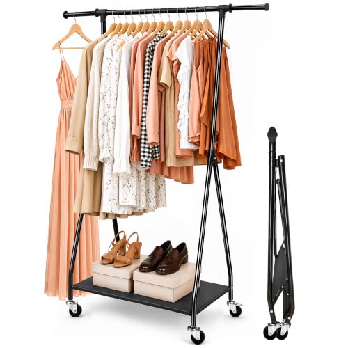 Zaqei Foldable Clothes Rack with Wheels