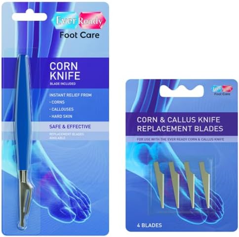 Ever Ready Corn & Callus Trimmer - Instant Relief from Corns | Removes Dry, Hard & Cracked Skin | Home Pedicure Treatment for Footcare + 4 x Replacement Blades