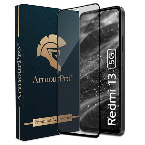 Image of ArmourPro Military Grade Matte Anti-Glare Tempered Glass Screen Protector for Redmi 13 5G, Redmi 12 and Poco M6 Pro (6.79 Inch) With Installation Kit | Edge to Edge Coverage | Black