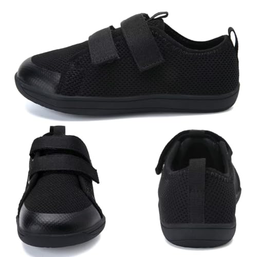 WateLves Toddler Little Kid Wide Barefoot The First Walking Shoes Girls Boys Breathable Lightweight Splay Naturally Minimalist Sneakers(Black,22)2