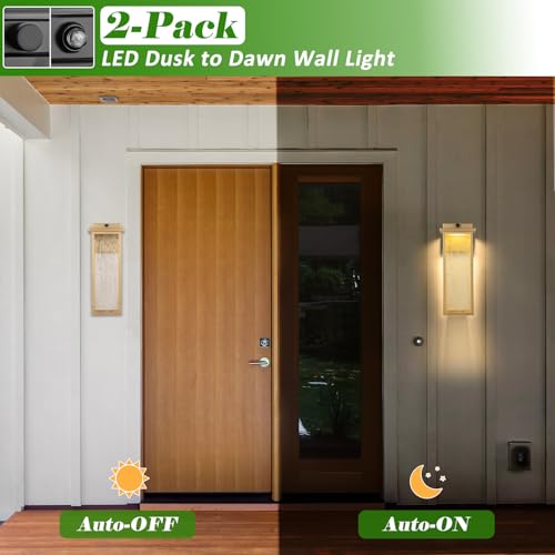 Image of VenzBlomia 16 inch Dusk to Dawn LED Gold Outdoor Light Fixtures Wall Mount 2 PK
