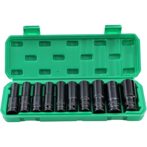 Image of STARQ 10pcs Impact Socket Set 10-24MM with 1 /2 inch Drive to 1 /4 inch Hex Adapter Converter, Long Deep Sockets + Quick Release Chuck for Drill & Ratchet