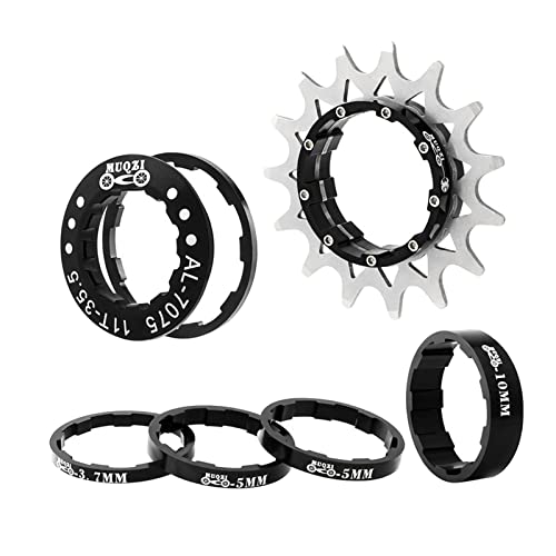 Piñón de conversión de 7 piezas en aluminio antideslizante negro y buje fixie de acero duradero
