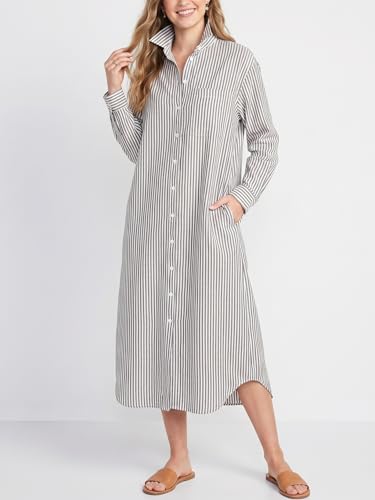Image of Kuraki Women's Casual Print Button Front Maxi Shirt Dress