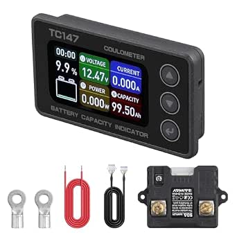 BINTA 0-50A Small Battery Monitor Shunt Voltmeter Ammeter for Lithium Batteries