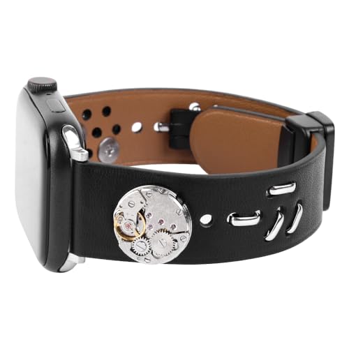 WONJOY Steampunk Vintage Leather Band Compatible with Apple Watch 45mm 44mm 42mm 41mm 40mm 38mm 49mm iwatch Series 9/8/7/SE/6/5/4/3/2/1/Ultra, Unique Handmade Jewelry Bracelets Accessories