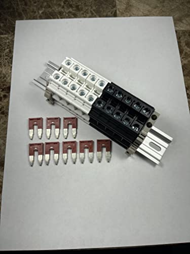 Dinkle Assembly Kit DK10N White/Black 10 Gang Box Connector DIN Rail Terminal Blocks, 6-20 AWG, 60 Amp, 600 Volt 8 Jumpers Included - Image 6