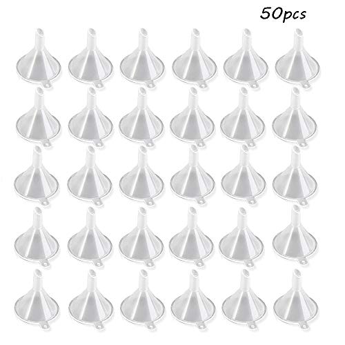 50 PCS Mini Funnel,Clear Plastic Funnels Multi-Purpose Funnels for Perfume Fragrance Essential Oils
