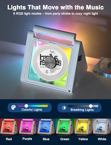 Image of Greadio Portable CD Player with Bluetooth & RGB Ambient Lights for Desktop