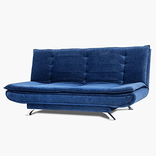 Image of Wakefit Neem Wood Sofa Cum Bed 3 Seater | 3 Yrs Warranty | Sofa Bed 6 X 4 Feet, Foldable Sofa Cum Bed - Amoeba (Malphino: Cobalt Blue)