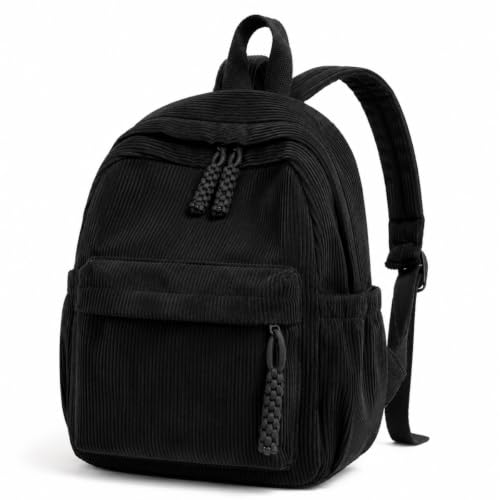 Mochila Feminina Pequena Bolsa De Costas Casual Passeio Impermeável Veludo Casual (Preto)