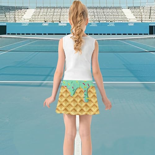 visesunny Girl's Golf Skirt Athletic Green Ice Cream Frosting Tennis Skort Sport Activewear with Double Layer Pockets3