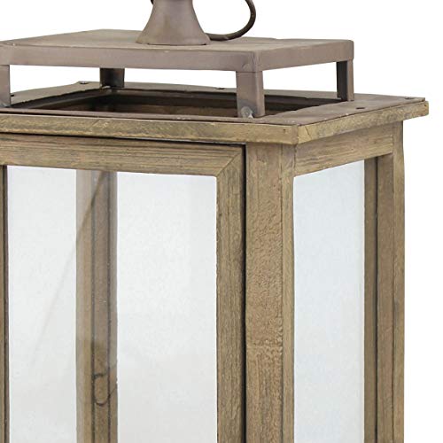 Stonebriar-18-Inch-Rustic-Wooden-Candle-Hurricane-Lantern-For-Table-Top-Mantle-Wall-Hanging-or-Garden-Display-Indoor-Outdoor-Use-Extra-Large Stonebriar 18 Inch Rustic Wooden Candle Hurricane Lantern For Table Top Mantle Wall Hanging or Garden Display Indoor Outdoor Use Extra Large