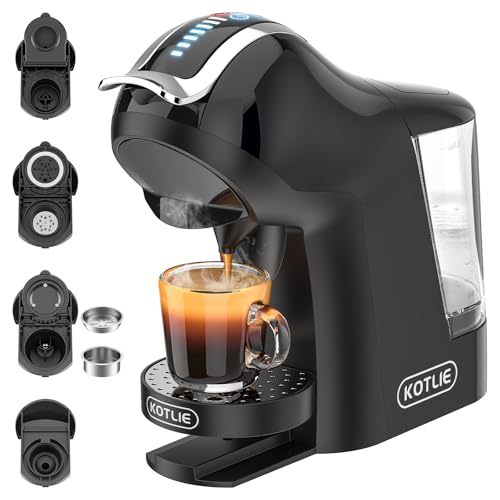 19Bar 5en1 Máquina de Café Espresso Multicápsulas para Nespresso/Dolce Gusto/LAVAZZA A MODO MIO y Cápsulas de Café Molido/ESE EM-308A (Negro-EU)