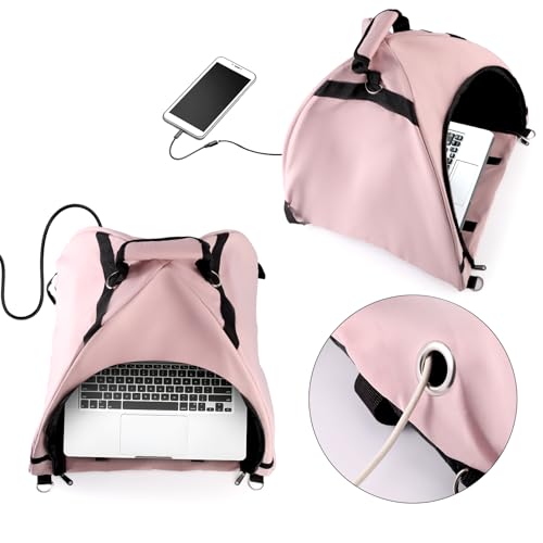 Laptop Tent, Sun Shade Waterproof Fabric Laptop Protective Hood for Computer Working Outside Accessories Part Glare Shield & Heat Reflective Awning Convertible Tote for Outdoor (Pink)3