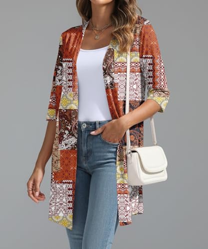 Image of YSYOKOW Lightweight Cardigans for Women 3 /4 Sleeve Long Open Front | Cardigan sweaters for women lightweight, summer cardigans for women lightweight, long cardigans for women trendy, dressy