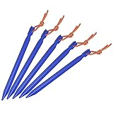 sourcing map Carpa Estacas Y-Viga Campamento Tierra Clavijas con Tiro Cuerda, Aluminio Aleación 18cm/7.1 Pulgada para Toldo Lona Picnic Manta, Azul Paquete de 12