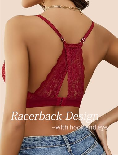Image of Avidlove Bralettes for Women Lace Racerback Bras Wireless Unlined Bralette Comfy Bra Sexy Lingerie Tops