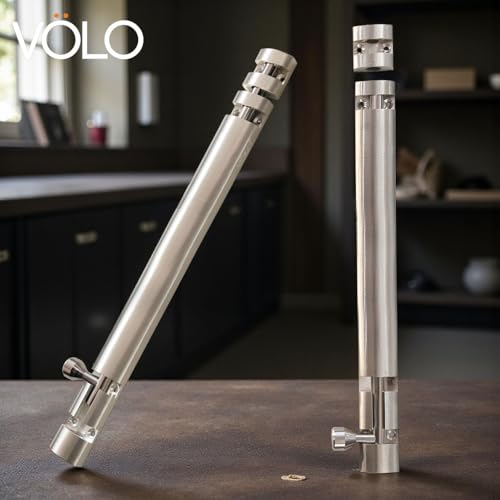 Image of VOLO Aluminium Tower Bolt with Stainless Steel Rod - Heavy Duty Door & Window Latch for Home and Office | Main Door Tower Bolt | Kundi /Chitakini | Pack of 2 Pieces (Silver, 12 Inch)