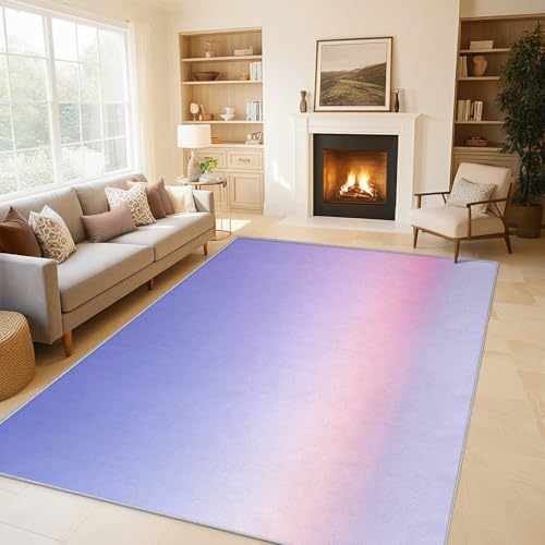 Tapis de salon dégradé violet lavable en machine pour sol glissant