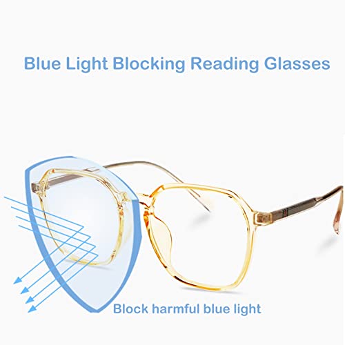 Occhiali da lettura quadrati grandi da donna che bloccano la luce blu, lettore di giochi per computer antiriflesso (colore : Clear White, dimensioni : 2.0X)