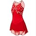 OFKNKGDT Sleeveless Figure Skating Dresses Handmade Ice Dancing Performance Clothing Girls' Roller Skating Dance Costume,Red,7_10Years