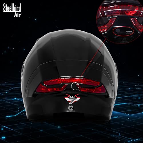 Steelbird SBA-11 7Wings LT ISI Full Face Helmet for Men Glossy Black - Image 8