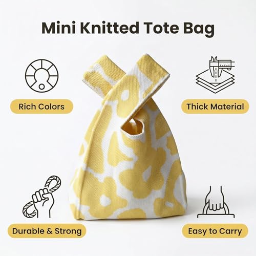 Image of Knot Bag, Mini Knit Tote Bag, Extra Thickened Japanese Knot Bag, Wristlet Handbag - 1 /2 /6 Pack