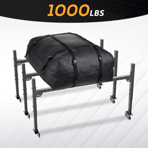 Image of Adjustable Ladder Bed Racks Compatible with Tacoma /Silverado /Sierra /Ram /Tundra /Titan /Frontier /Colorado /Canyon /JT /Ford F-150 / Ranger /Maverick, Extendable Heavy Duty Steel Cargo Rack