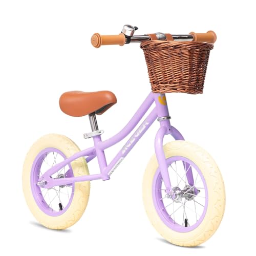 Image of ACEGER 12 inch Kids Balance Bike with Basket, Toddler Bicycle for Early Learning Leg Strength and Steady Balancing, Durable Frame&Tool-Free Adjustable Seat, Gift Bike for 2-5 Kids, No Brake