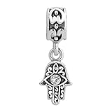 LovelyJewelry Lucky Charm Heart Love Dangle Hamsa Hand Blue Evil Eye Spacer Charms Beads for...