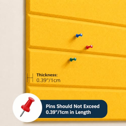 Image of Quiet Canvas Parallel Pinboard, 1x1 ft, Pack of 6, 50 PushPins, (Yellow)