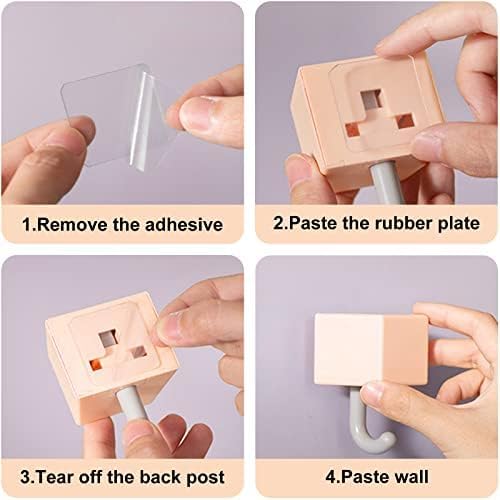 Miniatura 5 de 4 ganchos adhesivos creativos, ganchos de pared de plástico para colgar llaves, bolsos, sombreros, toallas, mochilas, bonitos ganchos adhesivos de