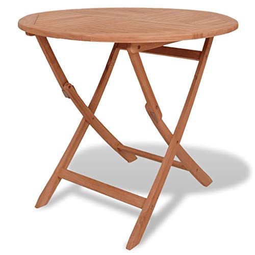 Patio Side Table, Outdoor Wood End Table Small Garden Coffee Table Waterproof Portable Folding Dining Table For Home Entertaining In The Patio Backyard Deck, 33.5"X33.5"X29.9" Solid Teak Wood #TOP1