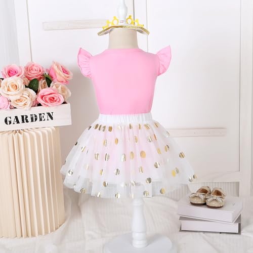 Image of LYSMuch Girls Birthday Outfit Birthday Girls Shirt Princess Tutu Tulle Skirt