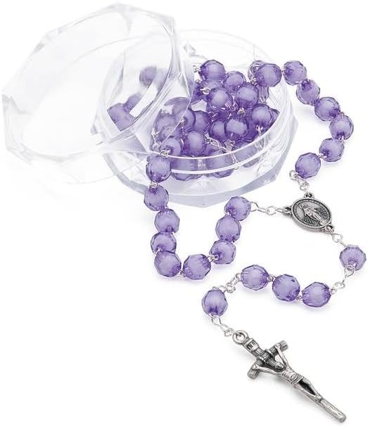 Terço Cristal Acrílico Nossa Senhora das Graças Lilás