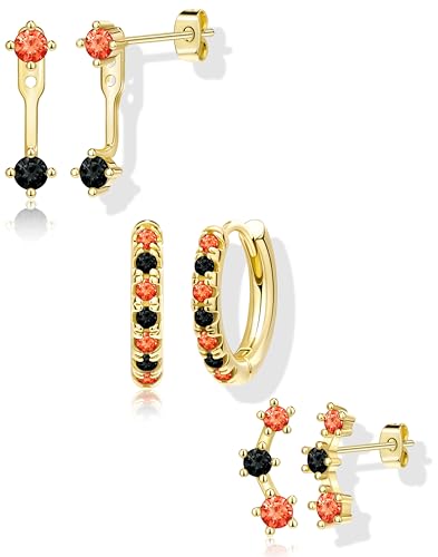 Halloween Accessories Earrings for Women Jewelry Gifts Halloween Custumes Ghost Pumpkin Studs Huggie Hoop Jacket Earrings Orange Black Spooky Cute Fun Holiday Gifts