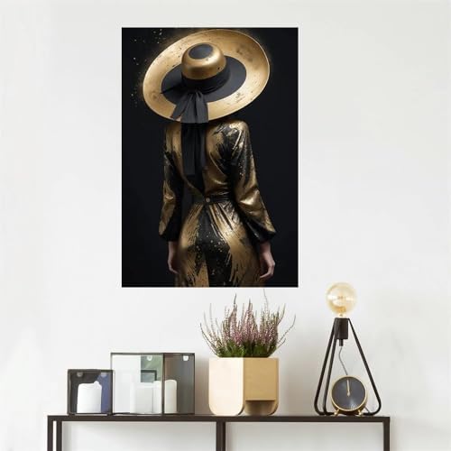 Affiche murale abstraite noire et or 40x60cm pour salon chic - 2