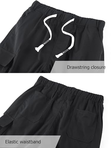 Vcansion Women's Casual Elastic Waist Drawstring Relaxed Fit Multi-Pockets Cotton Cargo Shorts3