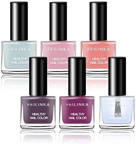 Abitzon Non Toxic Nail Polish Set Eco Friendly Easy Peel Off & Quick Dry Water Based Nail Polish (6 Bottles)