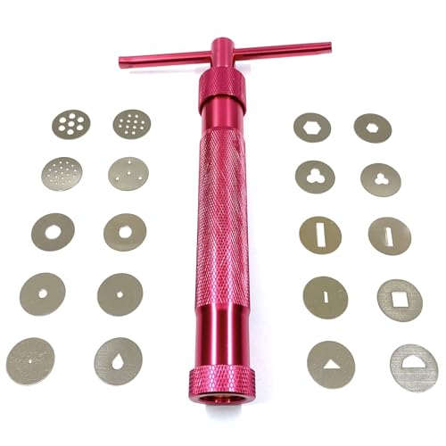 Lista de Extrusores para arcilla - solo los mejores. 45 HEVERP - Extrusoras de arcilla de acero inoxidable, extrusoras de pasta de azúcar, juego de herramientas de decoración de fondant (rojo)