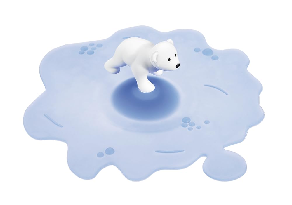 Lurch 210832 My Lid Beach Arctic Summer Polar Bear Glass Cover Made of BPA-Free Premium Platinum Silicone, Diameter 10.5 cm, Blue