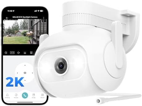 IMILAB EC5 Wired Security Camera Outdoor: 2K Camera for Home Security 360° Rotating Surveillance, Outdoor Camera w/Motion Spotlight & Sensor, 2.4Ghz WiFi, 24/7 Local Recording, No Monthly Fee
