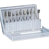 Hipzeepo Diamantgeschliffener Wolframstahl 3mm Schaftfräser Burr 10 Stück Elektrisches Schleifrotationswerkzeug Set