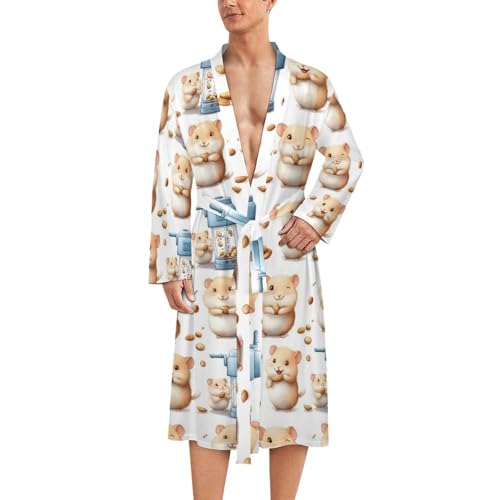 Peignoir de bain homme style kimono motif amusant hamster et noix pour un confort unique