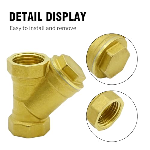 Image of 1 /2'' Y Strainer, Female Thread Y Shaped Brass Strainer Filter Valve Connector Pipe,Fittings Adaptor Connector for Water Oil Separation