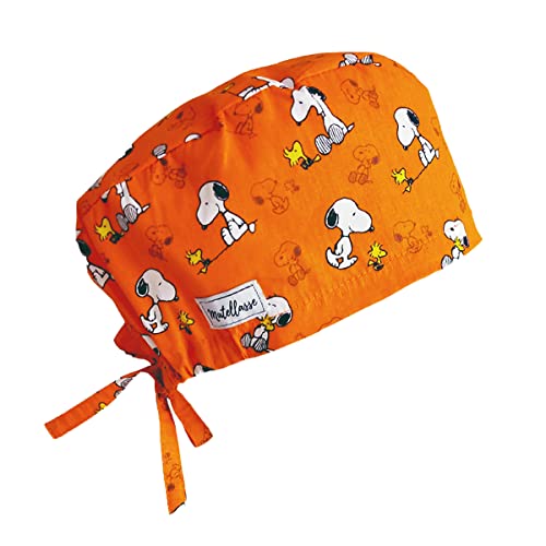 Touca cirurgico bandana enfermagem Peanuts Snoopy laranja