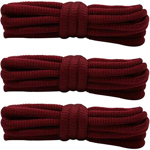 SENDILI Schnürsenkel - 3 Paar Runde Schnürsenkel als Ersatz für verschiedene Farbige Schnürsenkel für Turnschuhe Stiefel Wanderschuhe Sportschuhe, Dunkelrot / 3 Paare, 120 cm Cover