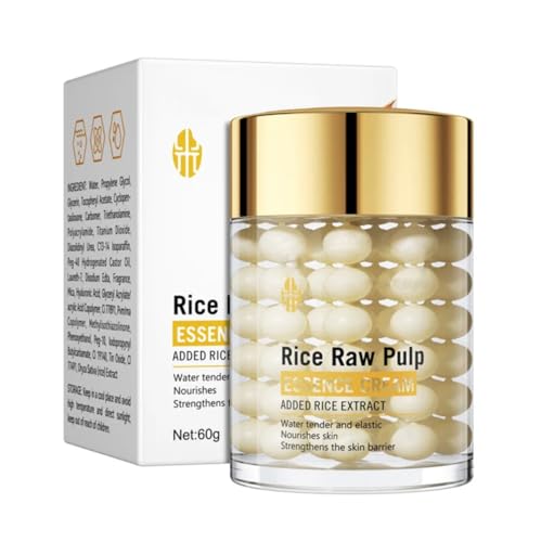 VENZEN Rice Raw Pulp Essence Face Cream Moisturizing Smoothes Deep Hydration Water Tender Elastic Nourishes Skin Strengthens Facial Skin Barrier 60g / 2.11oz
